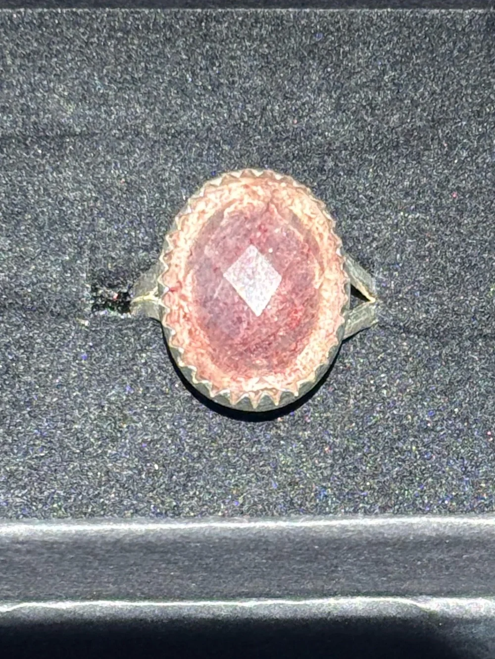 Sterling Silver Faceted Strawberry Quartz Ring Size 7.5